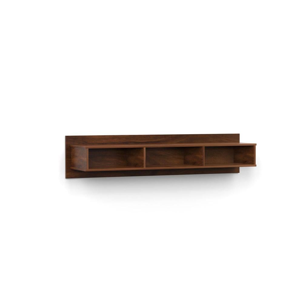 Coober Engineering Wood Wall Mount TV Entertainment Unit Set Top Box Stand/TV Cabinet with Shelves for Books & Décor Display Unit Large Upto 42 Inches (Brown Maple)