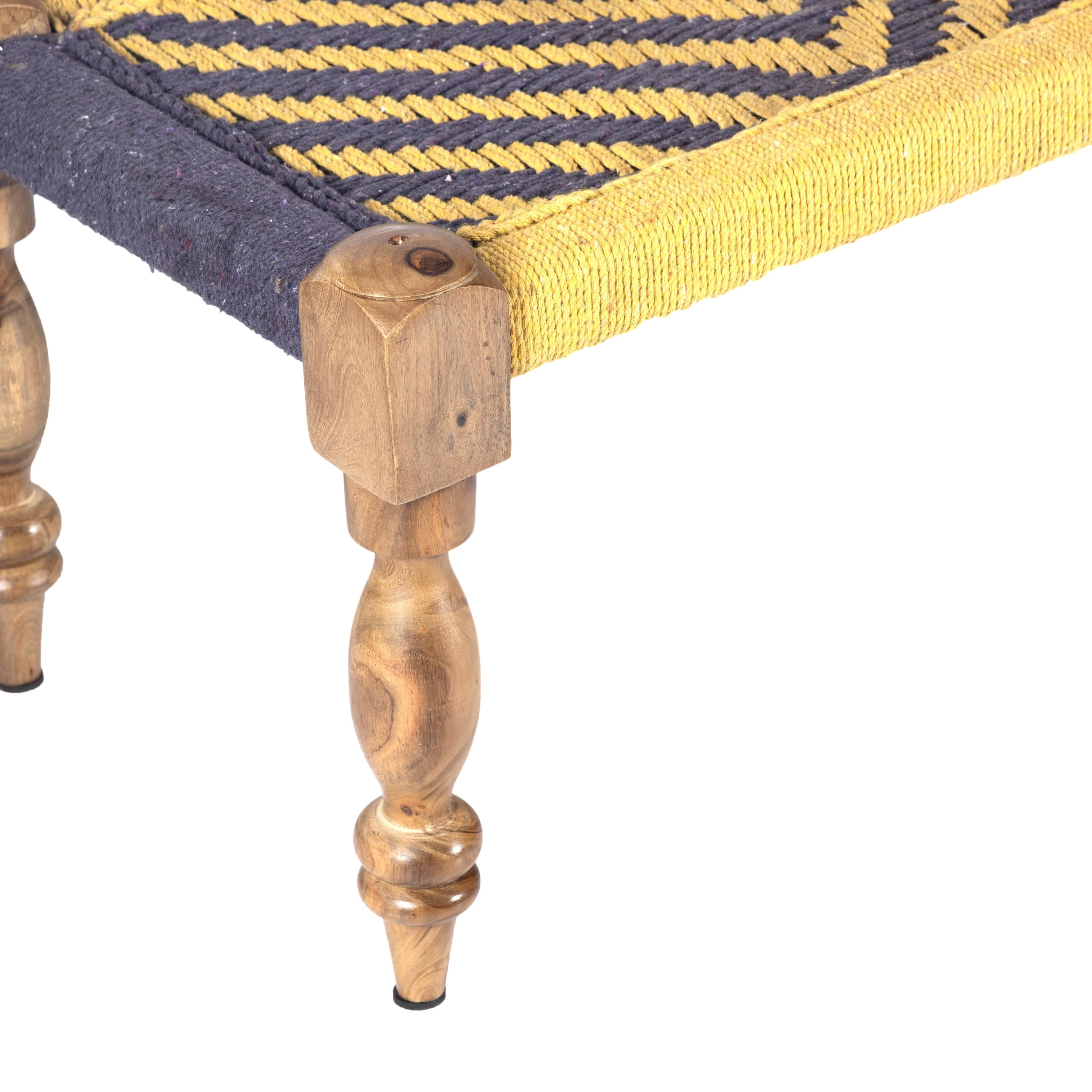 Hamilton Solid Wood Maachi Bench In Purple & Yellow Canning