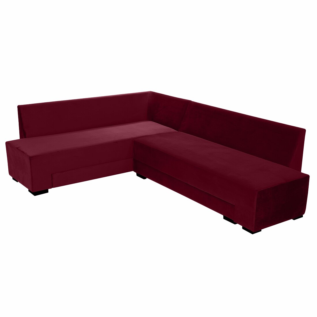 Melo 3 Seater Left Sectional Velvet Sofa Cum Bed in Maroon colour