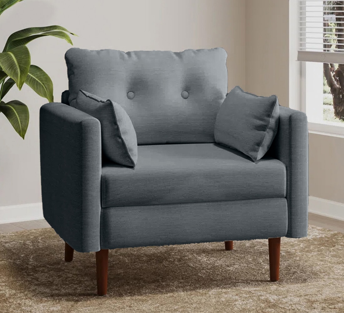 Arihana Fabric Arm Chair in Grey Color - KURSIWALLAH