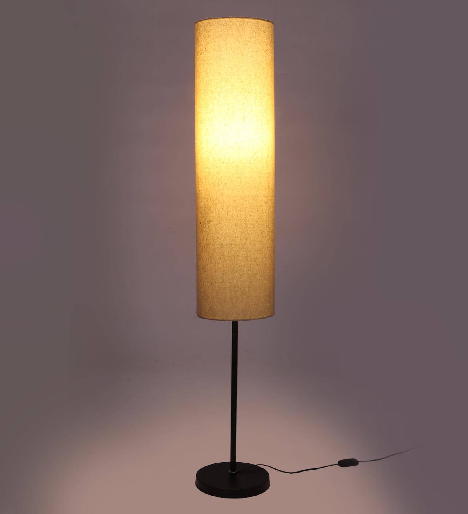 Large Shade Club Floor Lamp in Beige Shade