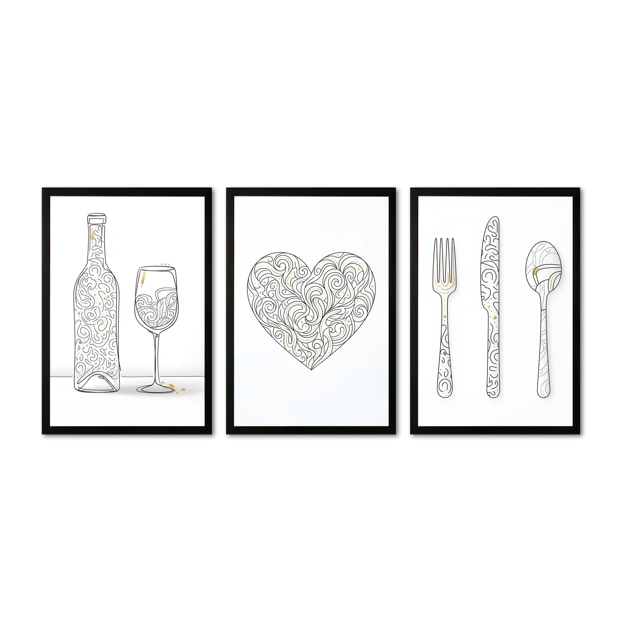 The Castle Decor Minimal Kitchen Wall Art Set of 3 8x12 Inch - The Castle Decor