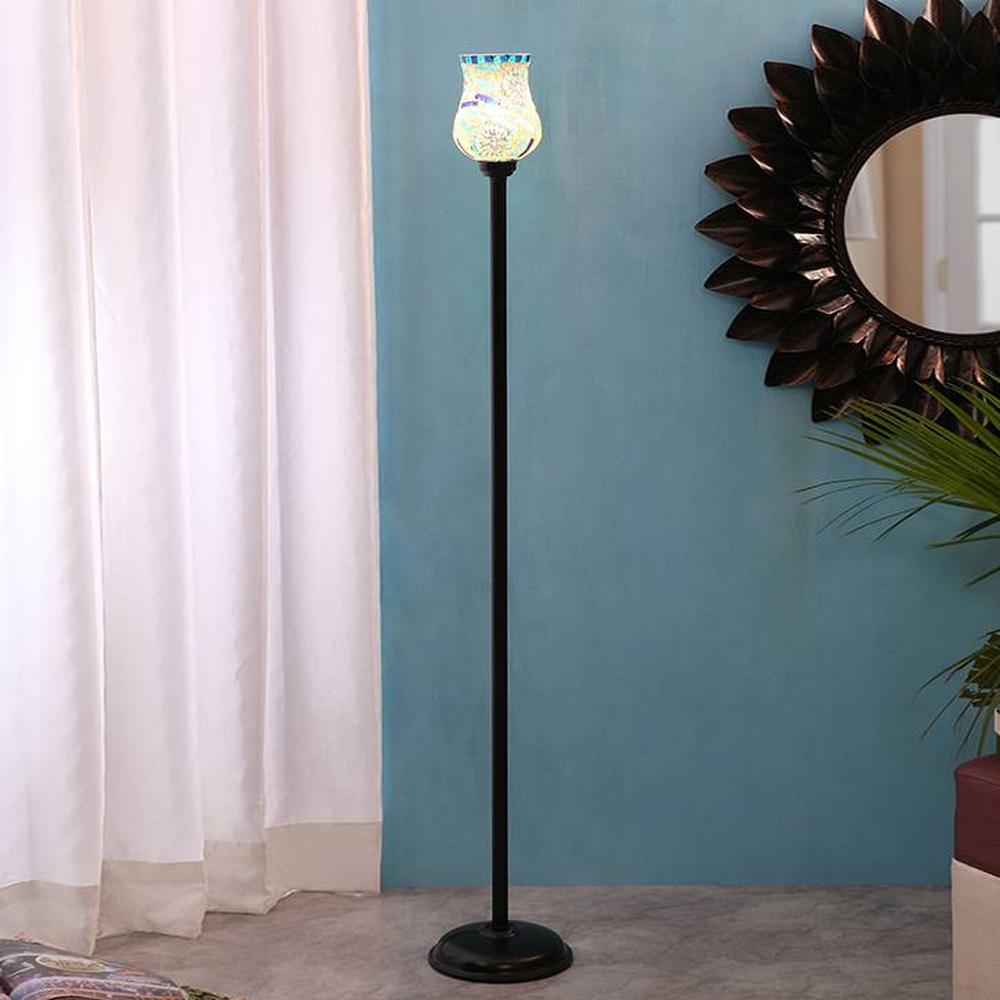 Cyrus Black Glass Shade Floor Lamp