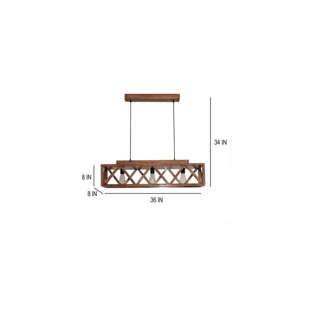 Symmetric Centrum Brown Solid Wood Cluster Hanging Light