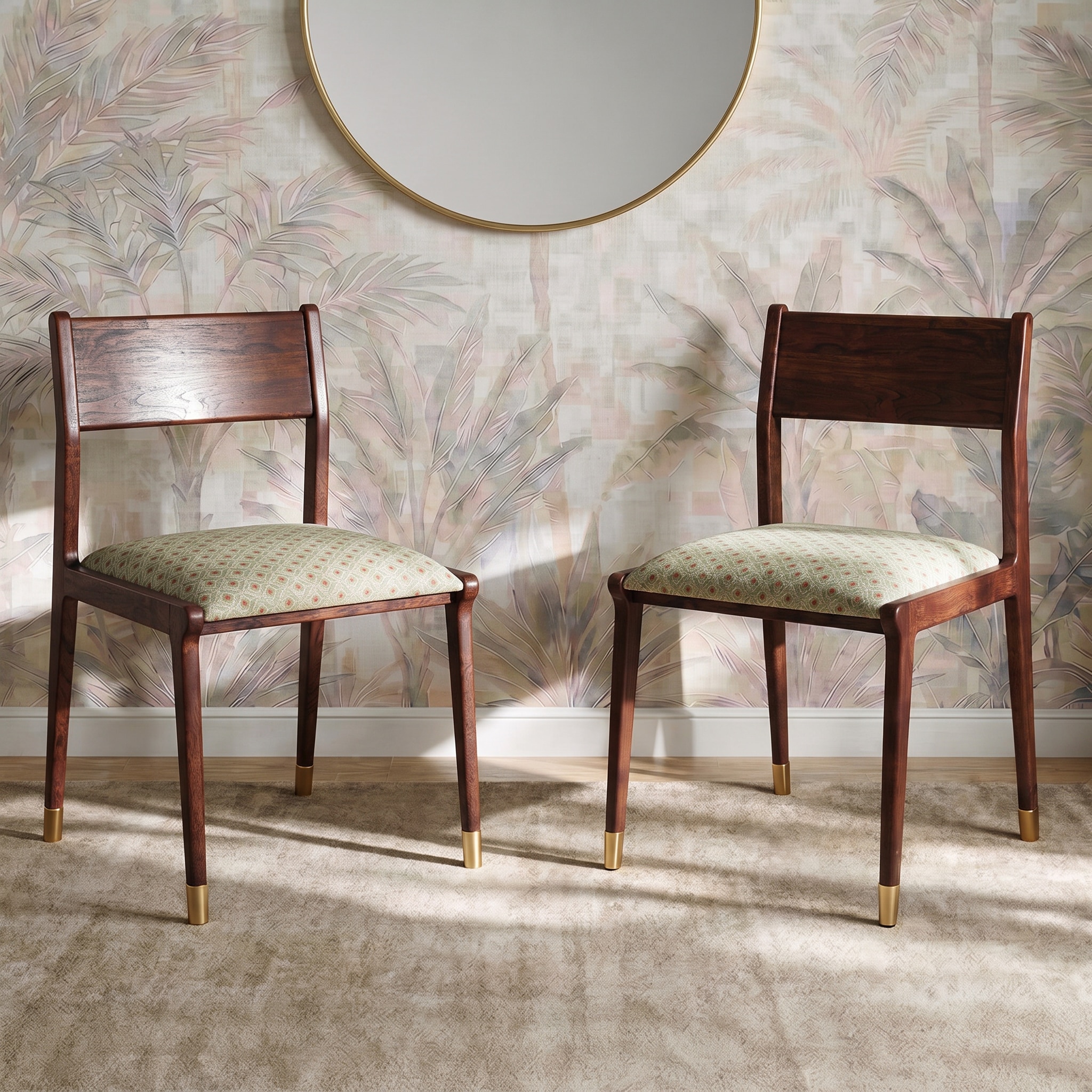 Saar Solid Wood Dining Chair in Teak Finish & Crimson Grove Colour - Set of 2 - Urban Ladder
