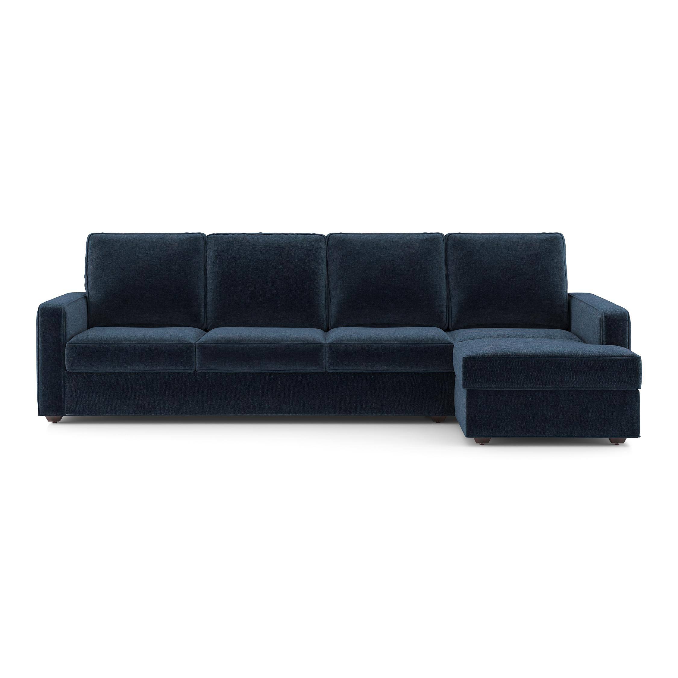 Apollo Compact Sofa (Colour : Cobalt, Cushion : Hard, Back Type : High Back, Seating Capacity : Right Aligned 3 Seater + Right Aligned Chaise + Ottoman)