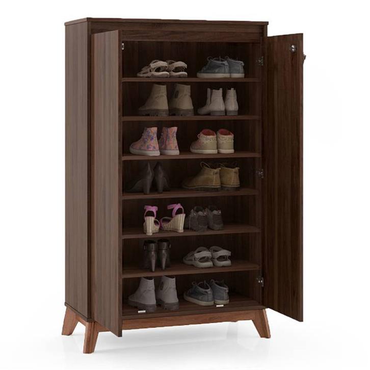Webster 24 Pair Shoe Rack in Walnut Finish