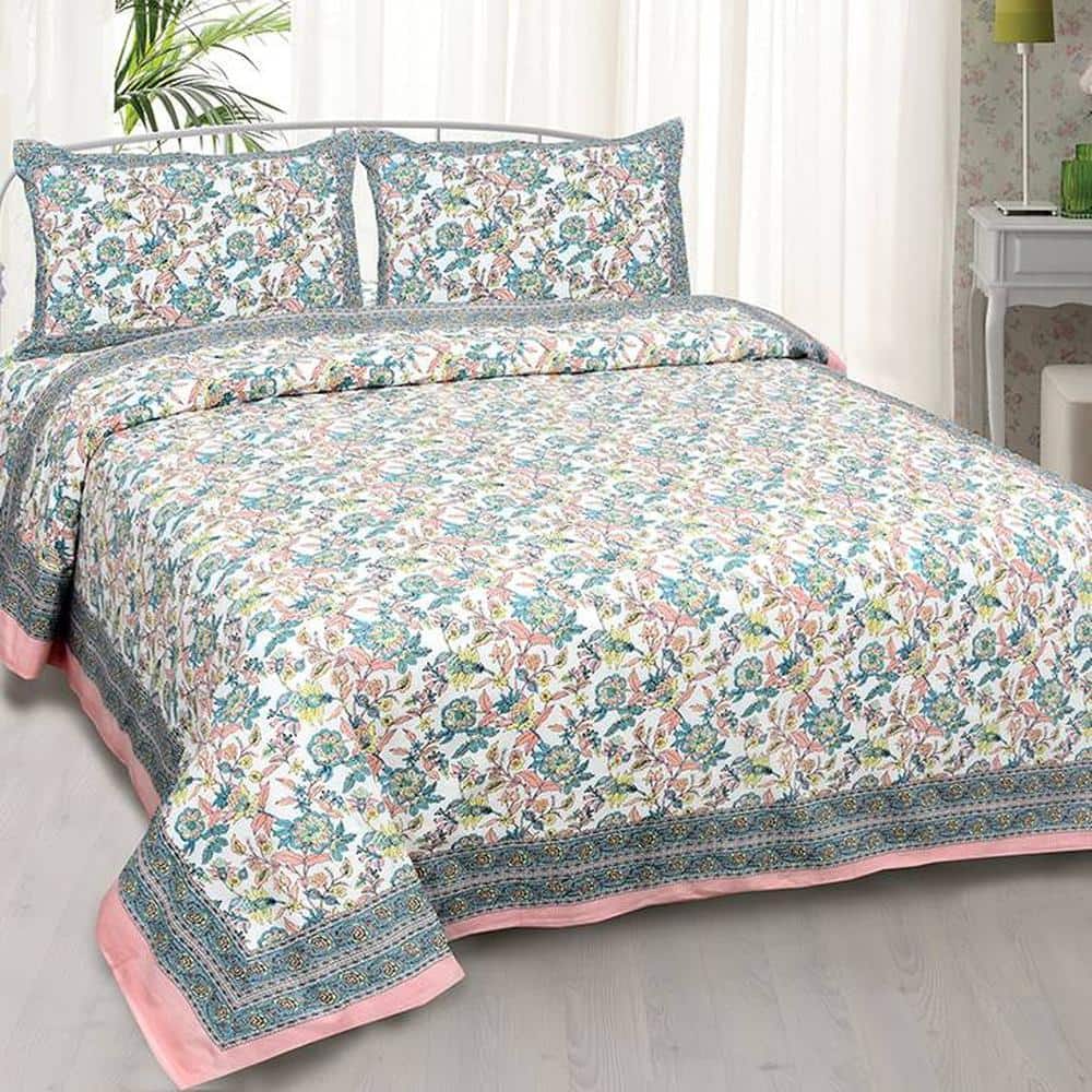 Paolo Multicolor Abstract 180 TC Cotton Double Size Bedsheet with 2 Pillow Covers