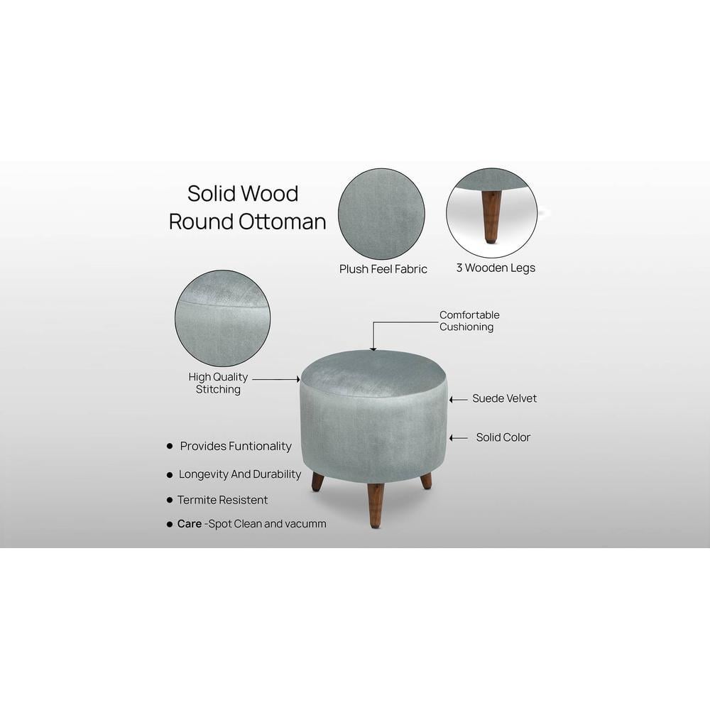 Ethan Solid Wood  Ottomon in  Grey Colour