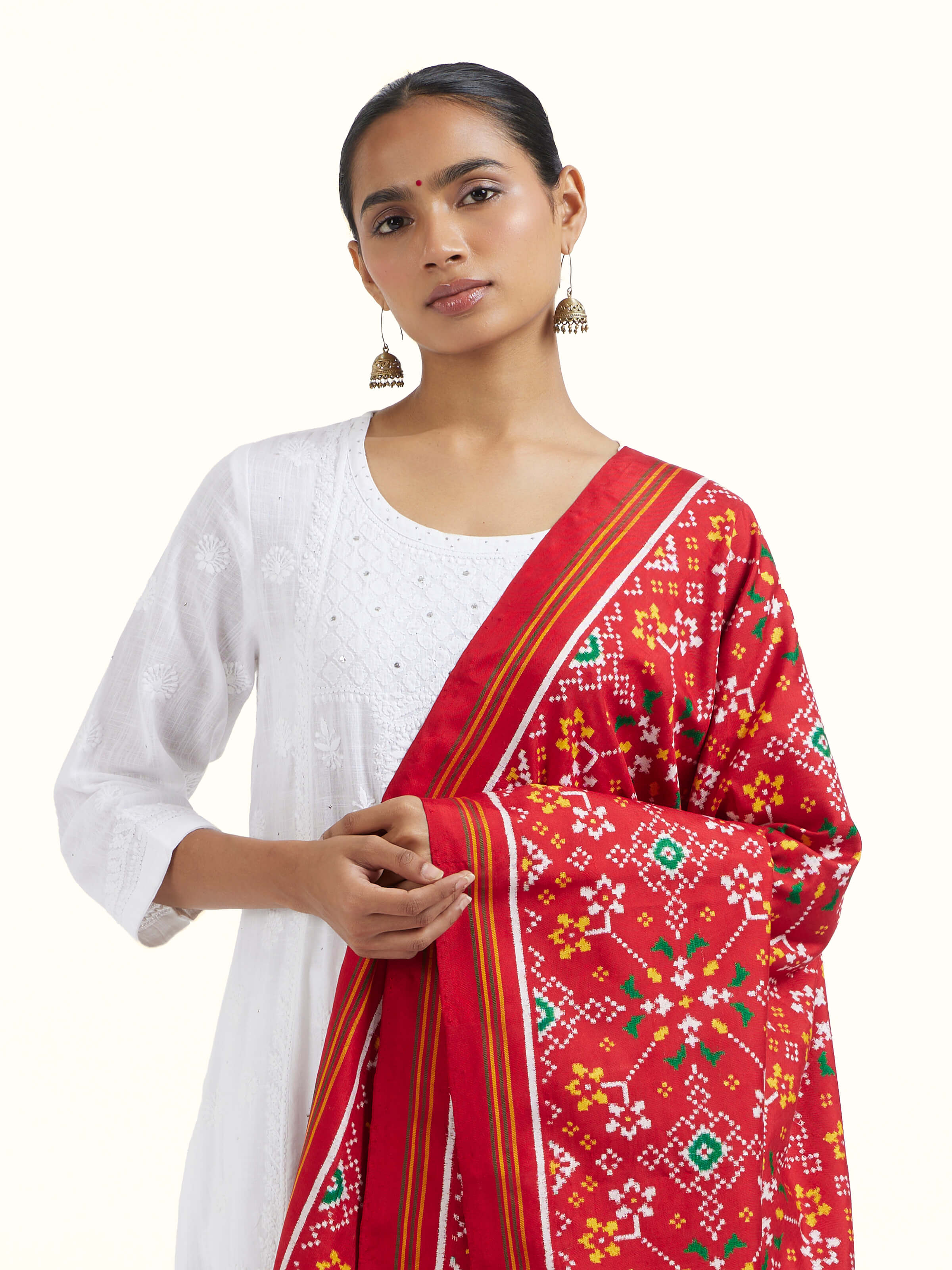 Orange Silk Patola Dupatta