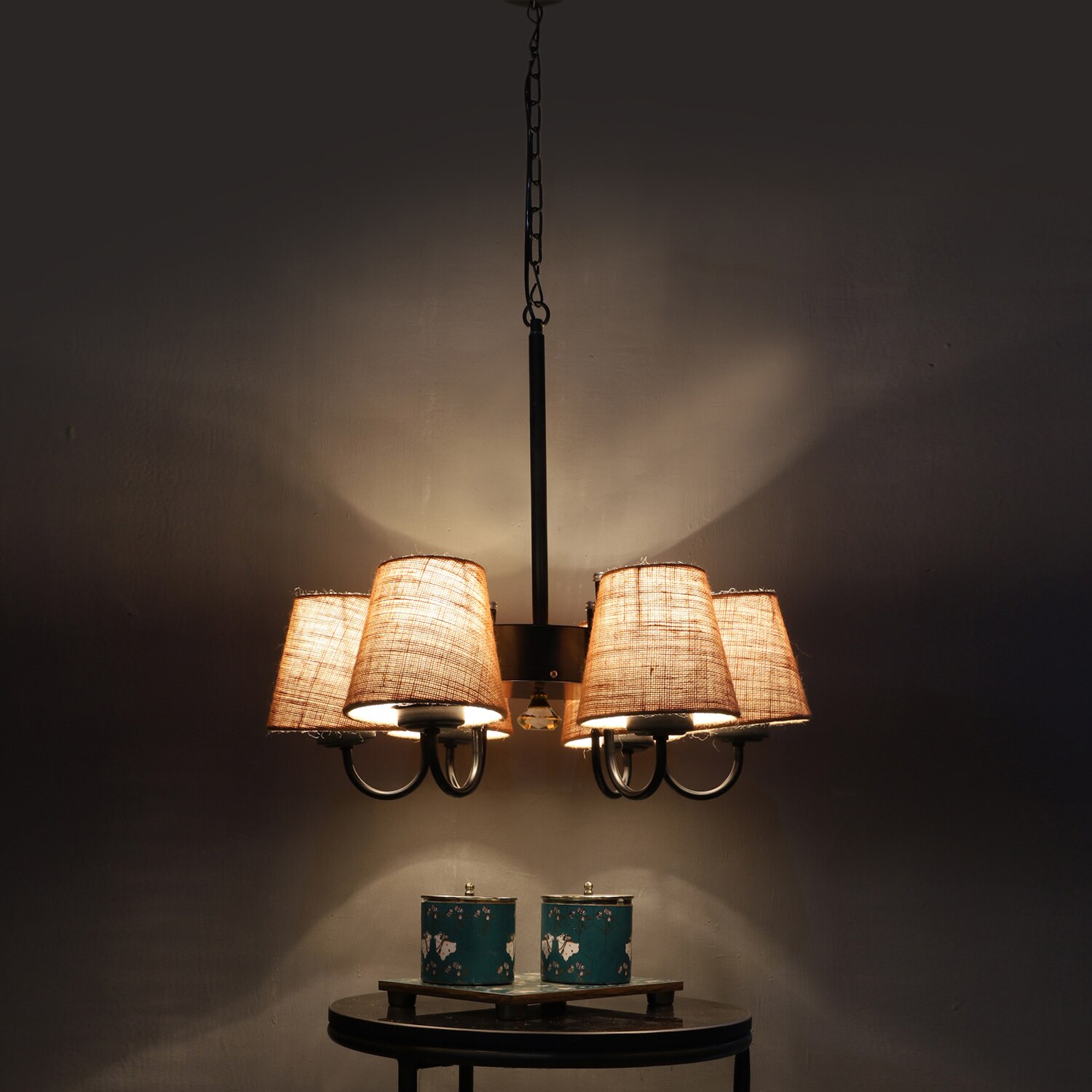 Devansh Black Wall Mounted Lamp With Off-White Cotton Shade