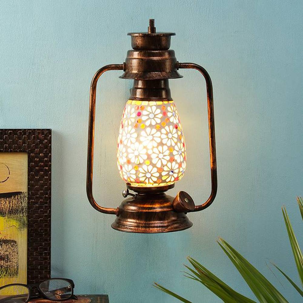 Juniper Multicolor Metal Wall Mounted Lantern Lamp - Devansh