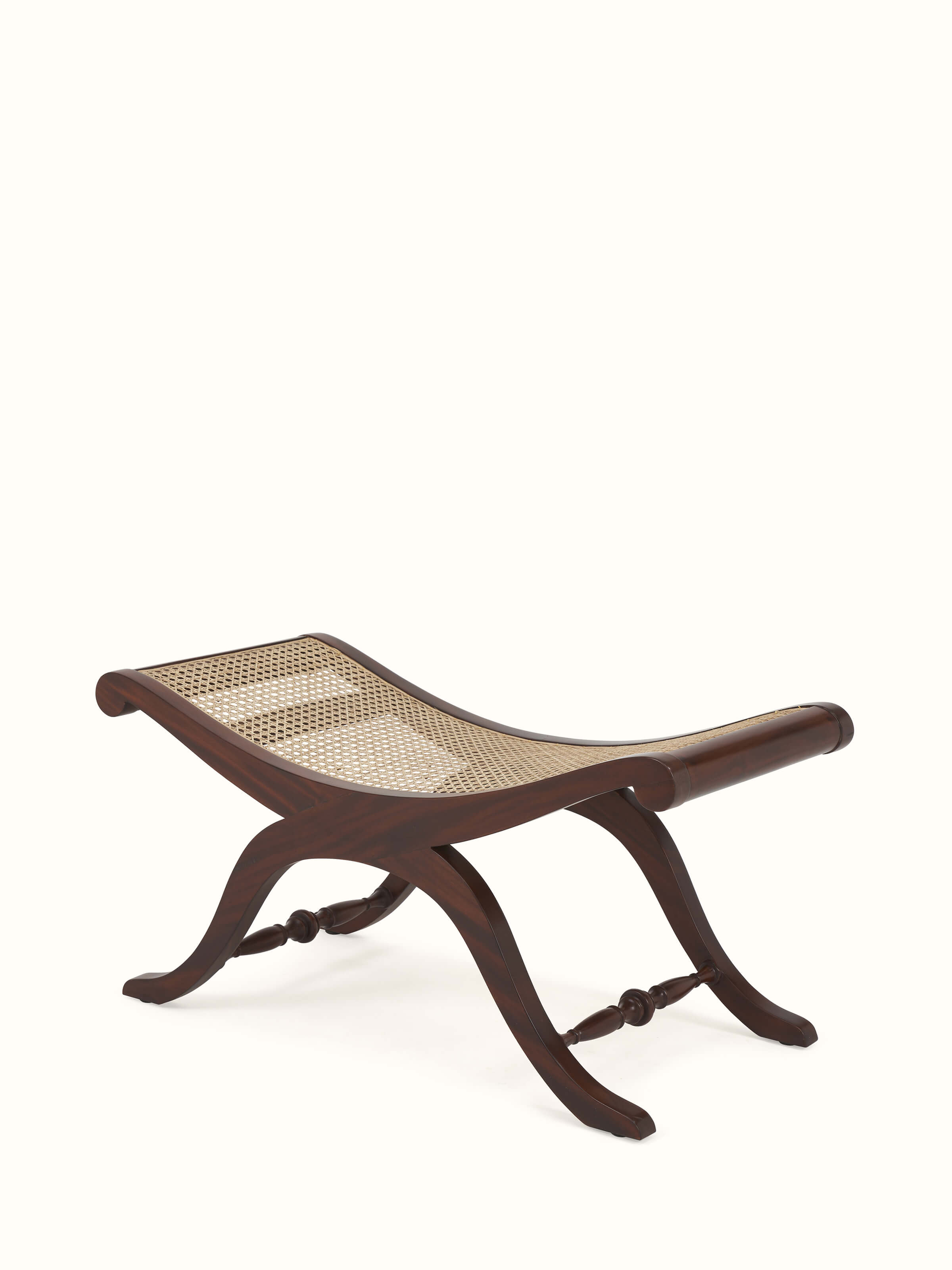 Mahagony Wood & Cane Bench