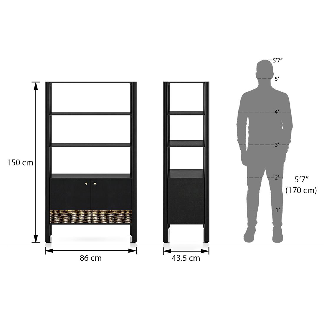 Gaku Solid Wood Bookshelf in Semi Gloss Finish