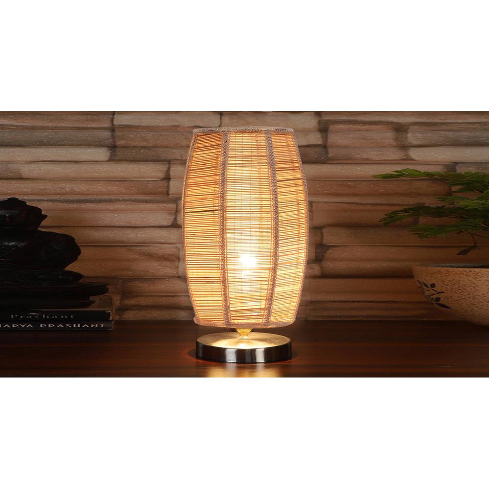 Dholak Bamboo table lamp with Steel Base =-39