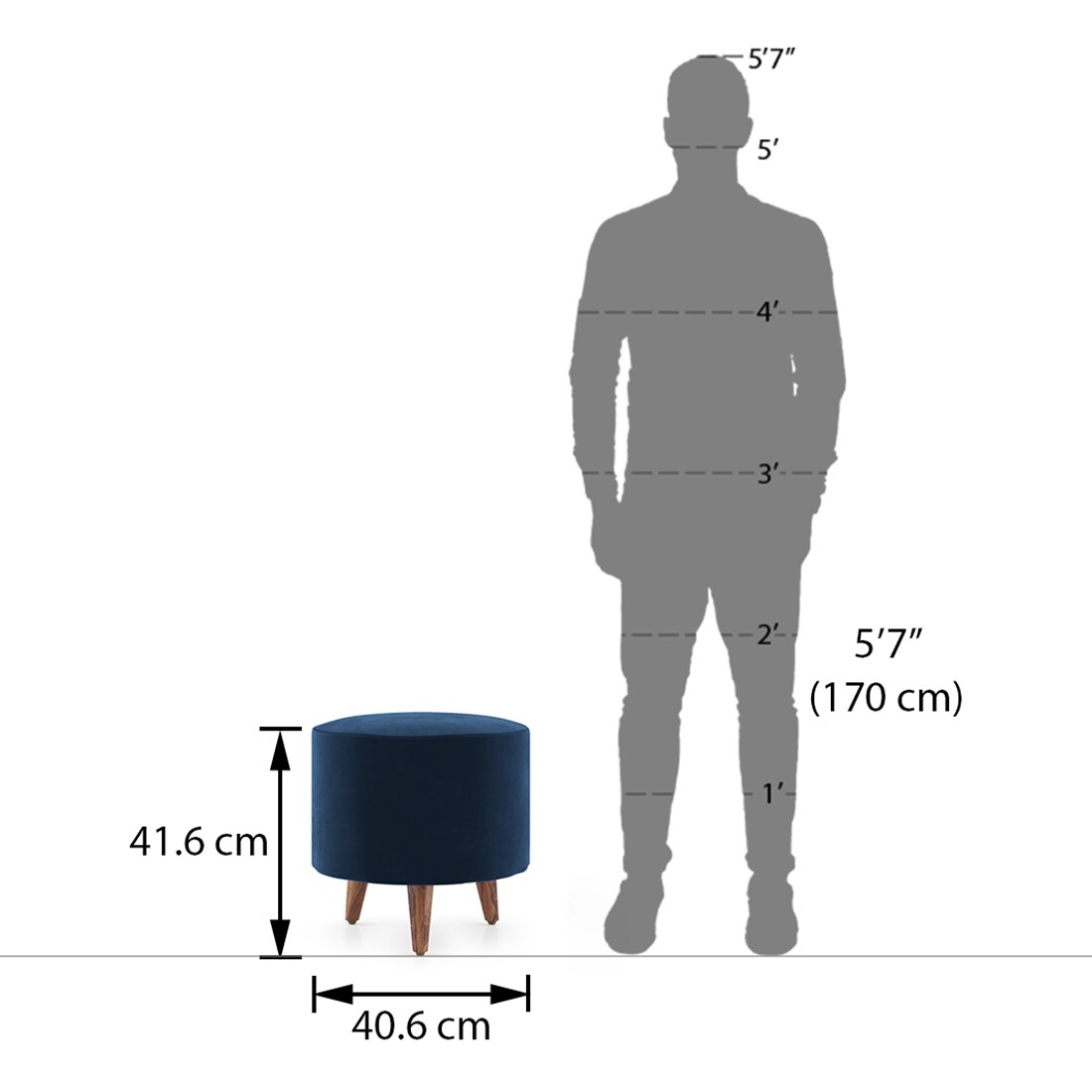 Collie Footstool in blue Colour