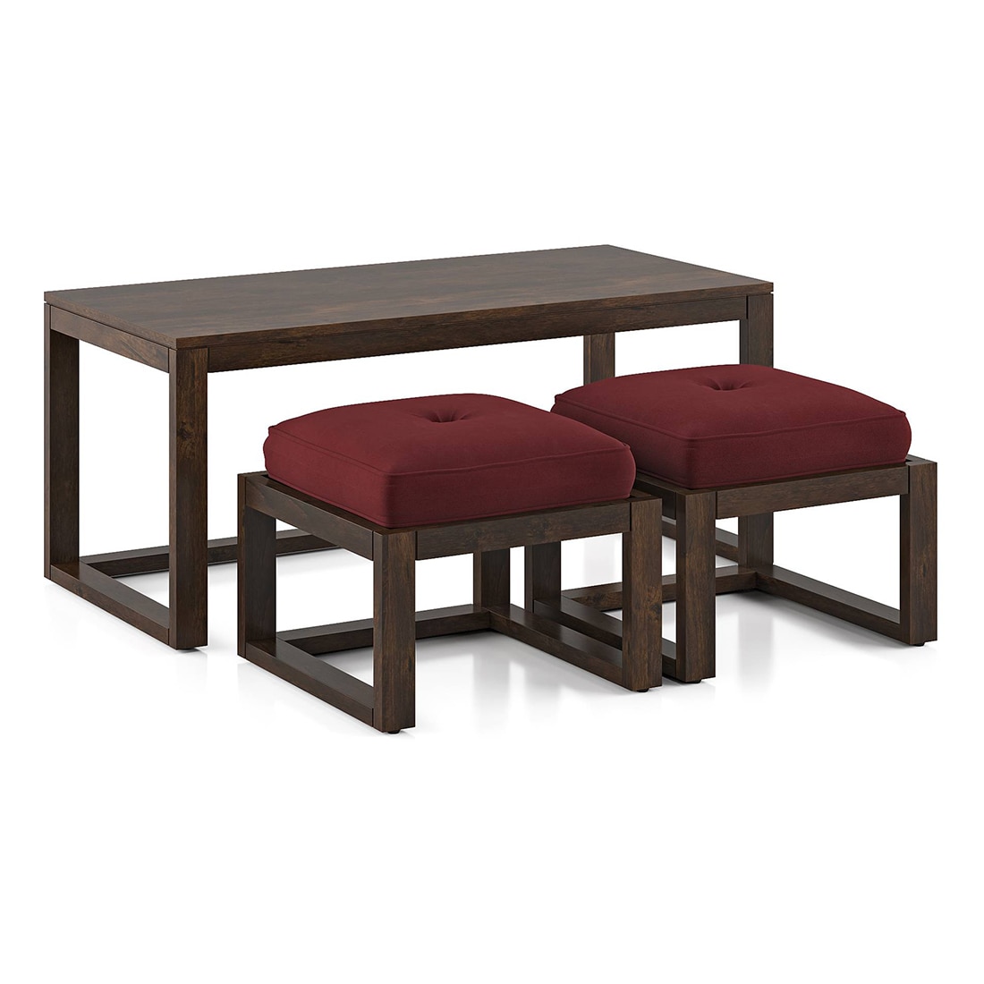 Avril Rectangular Solid Wood Coffee Table In Mango Walnut Finish and in Rococo Red Colour