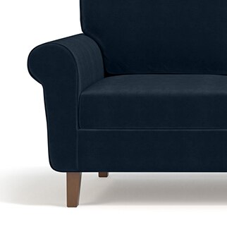 Oxford 1 Seater Fabric Sofa in Sea Port Blue Velvet Colour