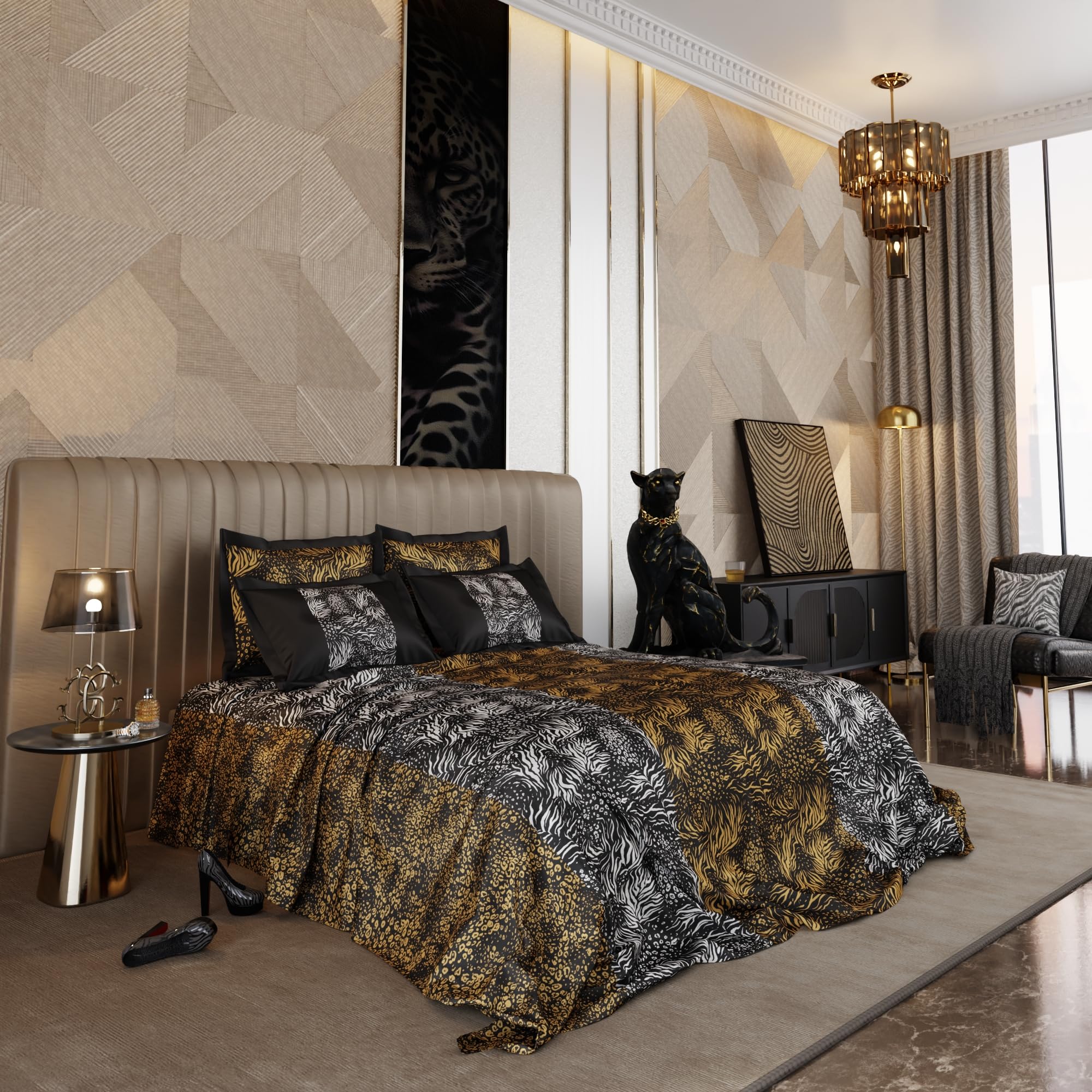 Stoa Paris Super King Size Enriched Cotton Bedsheet with 4 Pillow Covers  Size Eternal Chase - Stoa Paris