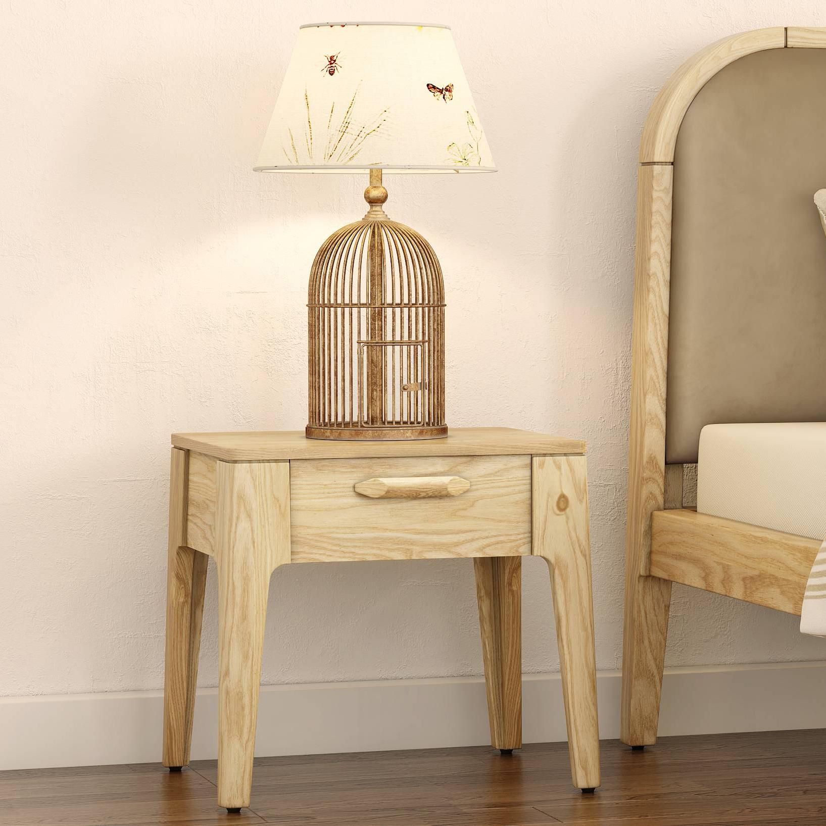 Faye Solid Wood Bedside Table In Natural White Ash Finish