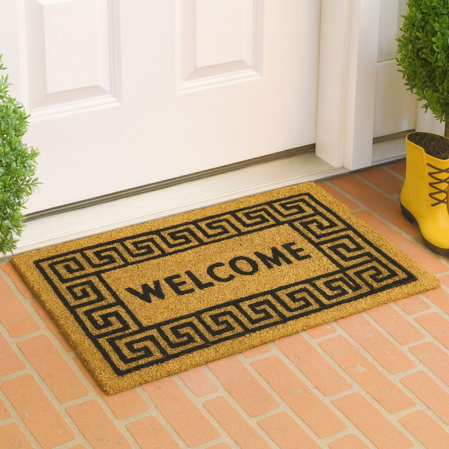 Luxe Home 100% Natural Coir Doormat Welcome Geometric Print (71x45 cm)