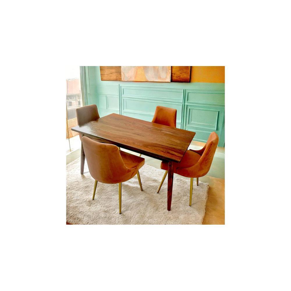 Oakmont Sheesham Wood Mid Century 4 Seater Dining Table Set