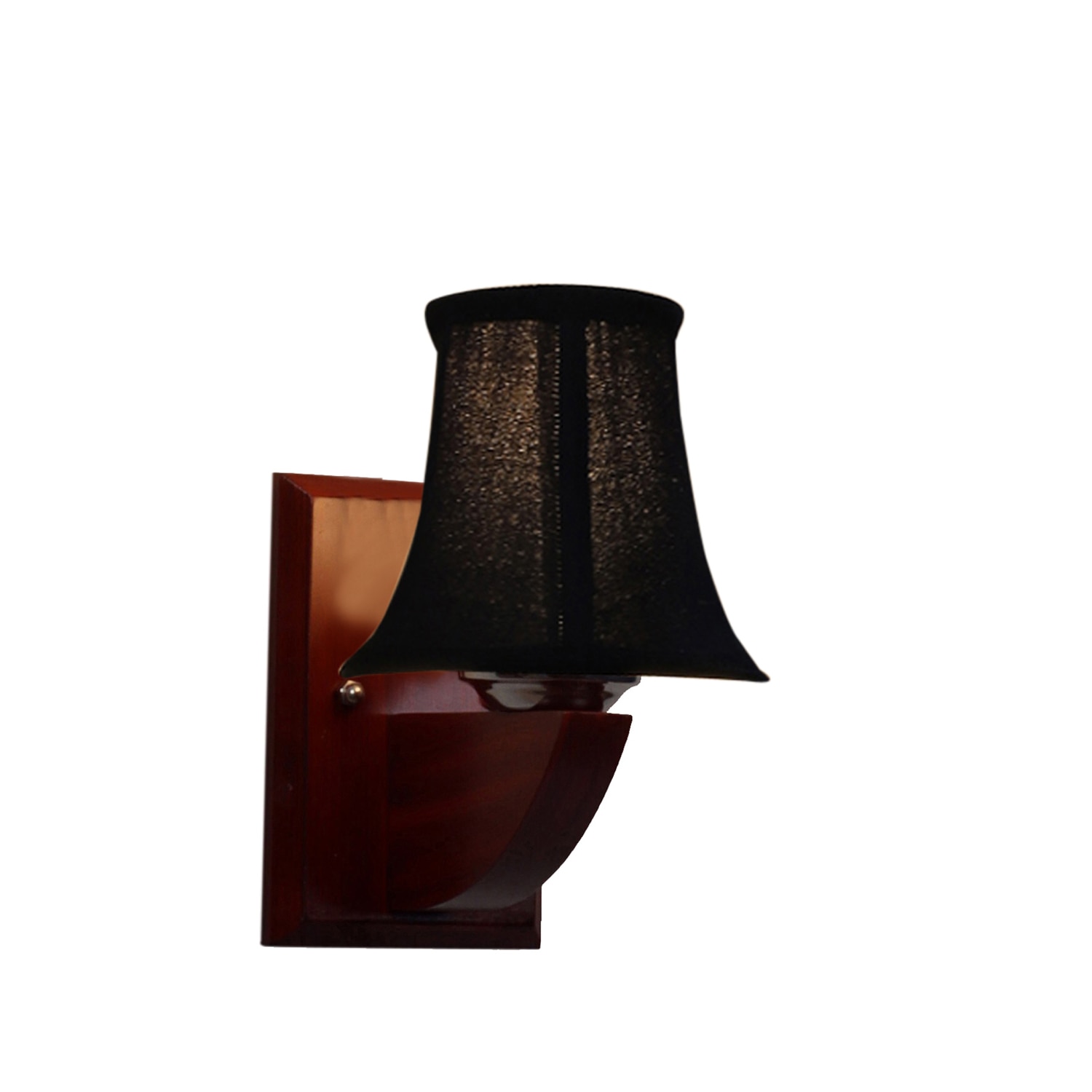 Devansh Wood Wall Mounted Lamp With Black Cotton Shade