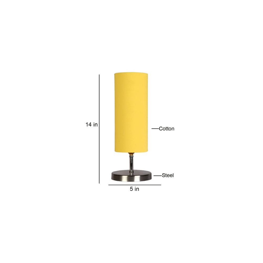 Yellow cotton table lamp with Steel Base -44