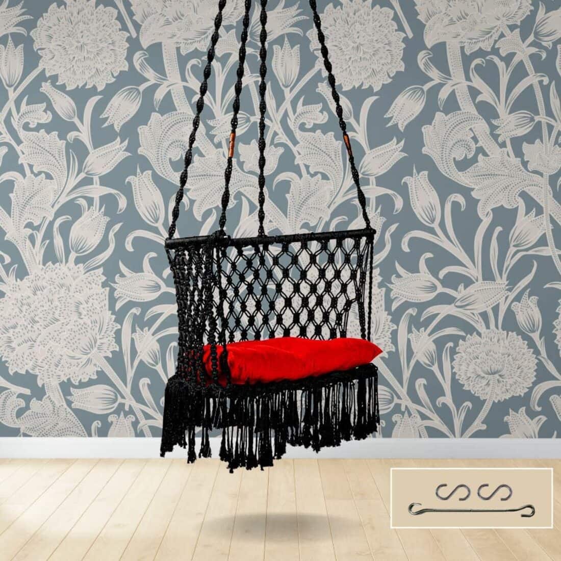 Swingzy Polyester Blend Premium Large C Shape Swing Chair Black