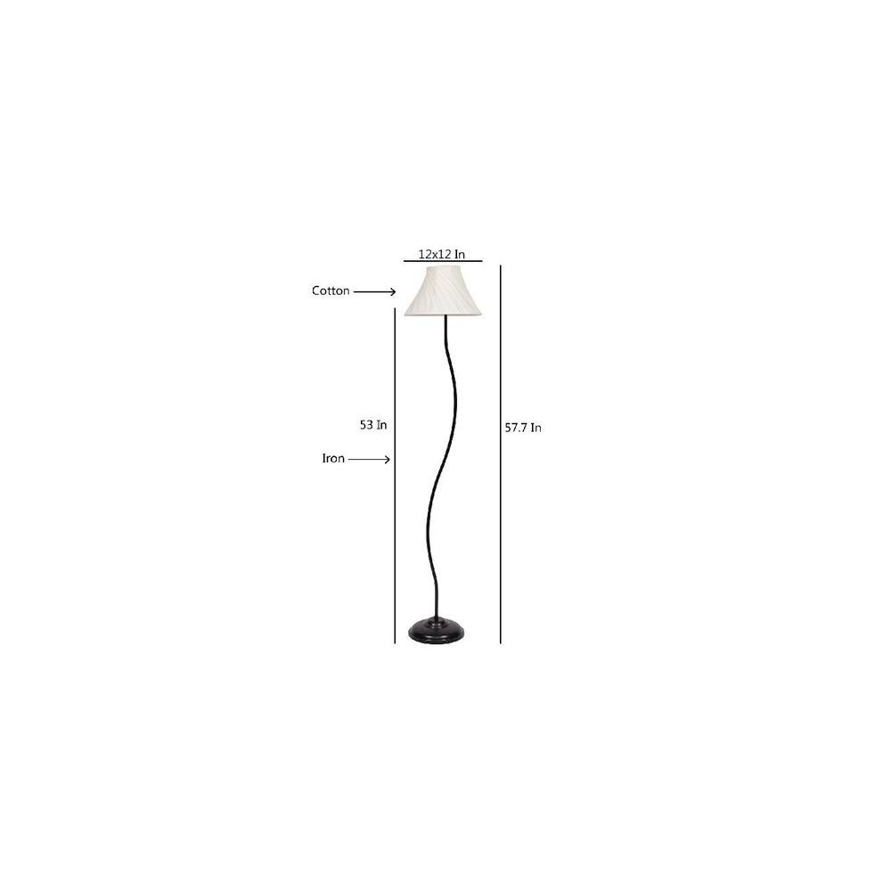 Callie Off White Fabric Floor Lamp with Black Iron Base