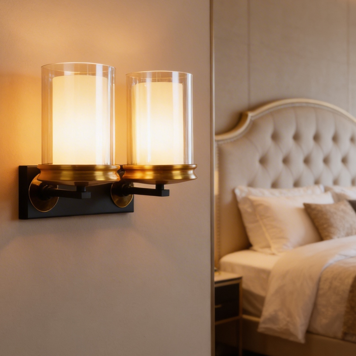 Eliante Modern Wall Lights Mild Steel & Glass Material Antique, Brown & Champaign Finish - Eliante