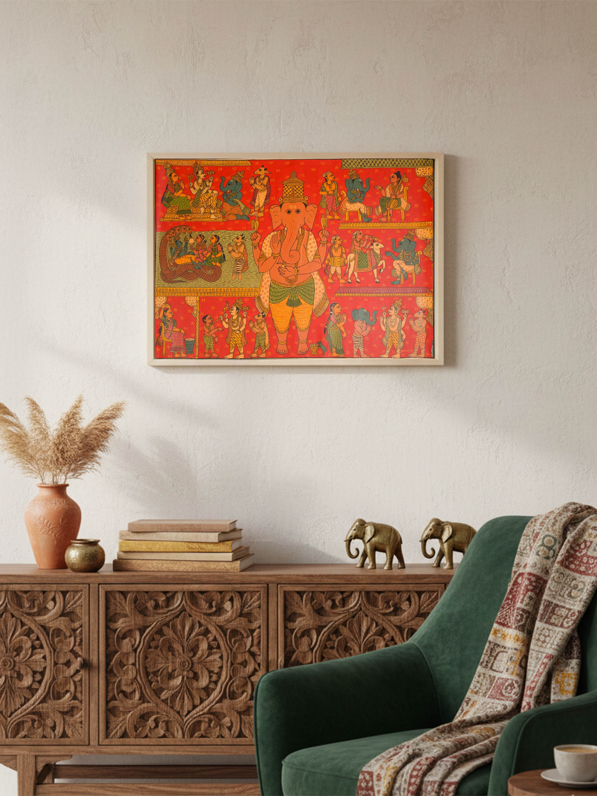 Story of Ganesha Cheriyal Painting