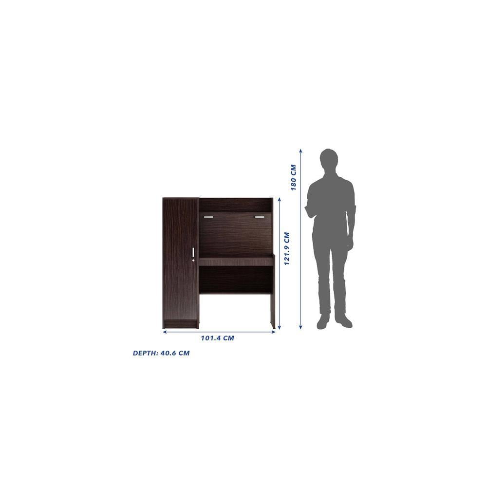 Nakamura Study Table with Cabinet in Dark Brown Finish