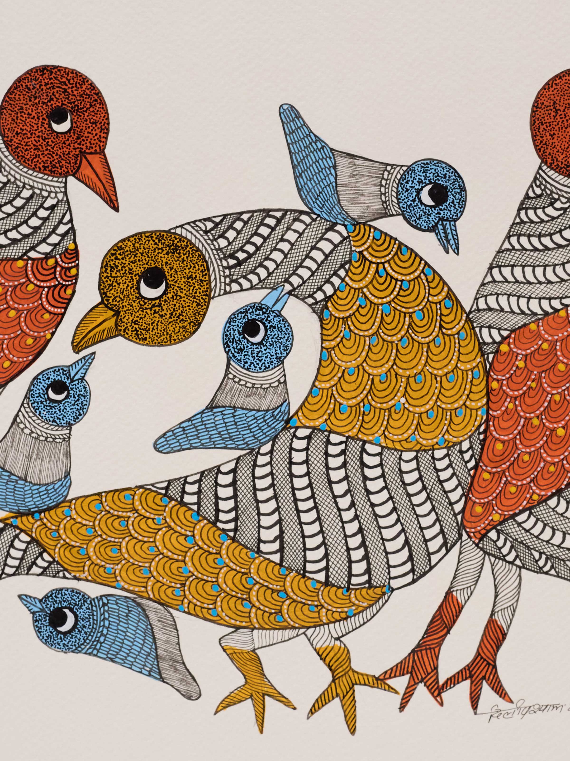Resting Feathers Gond Art