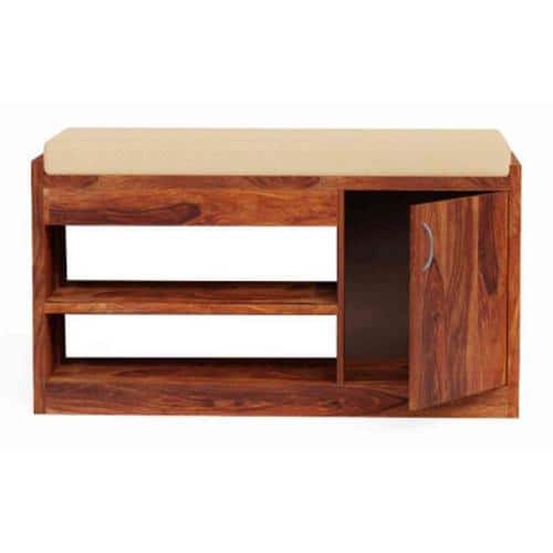 Zenith Solid Wood Shoe Rack in Teak Finish