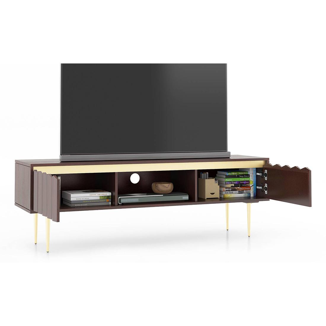 Keoni Solid Wood Free Standing TV Unit in Claret Mahogany Finish