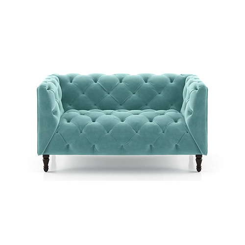 Henrietta 2 Seater Fabric Sofa (Icy Turquoise)