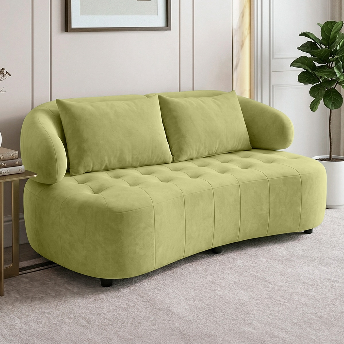 Henry Velvet 2 Seater Sofa Mint Green Color - Home Lifestylez