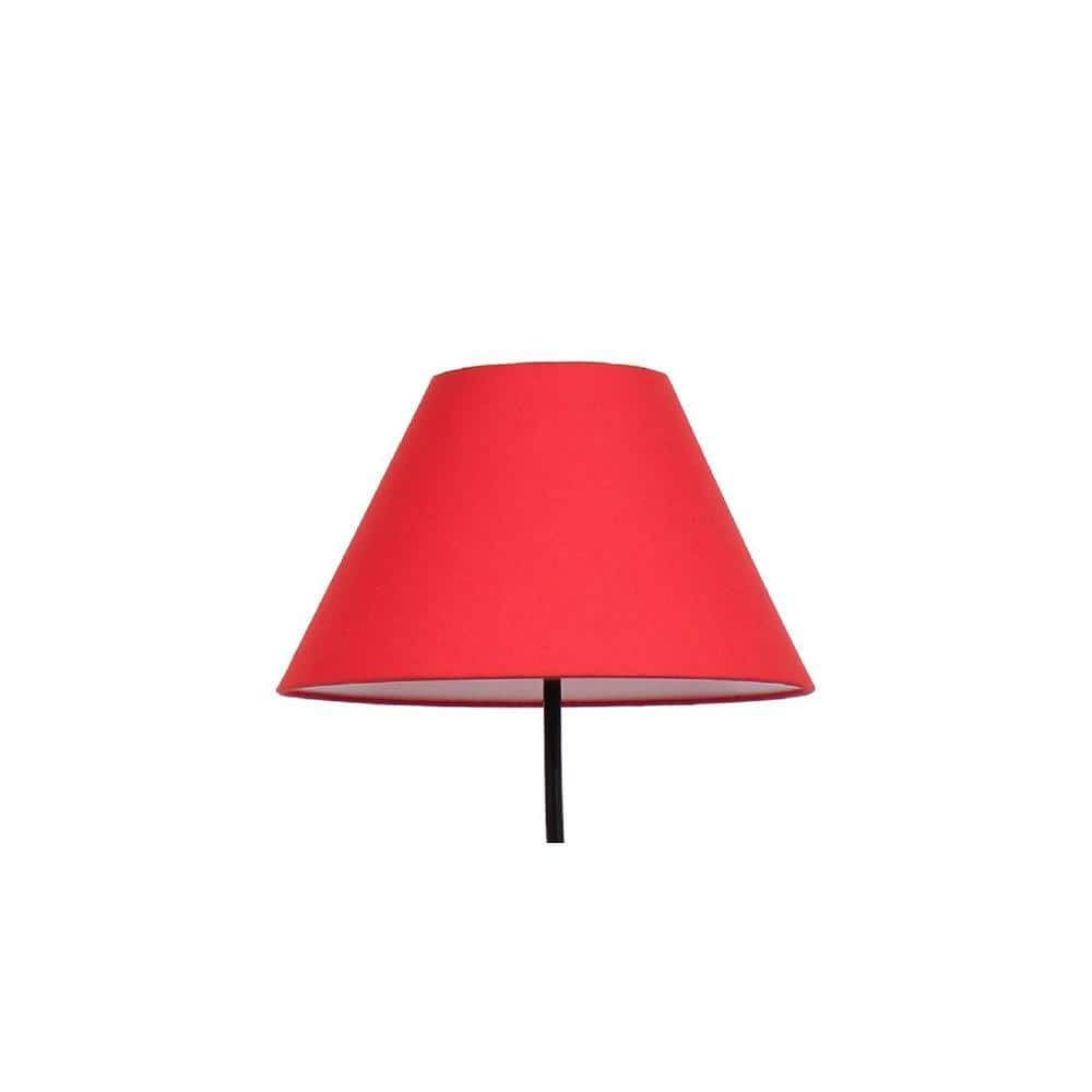 Violet Red Fabric Floor Lamp with Black Iron Base