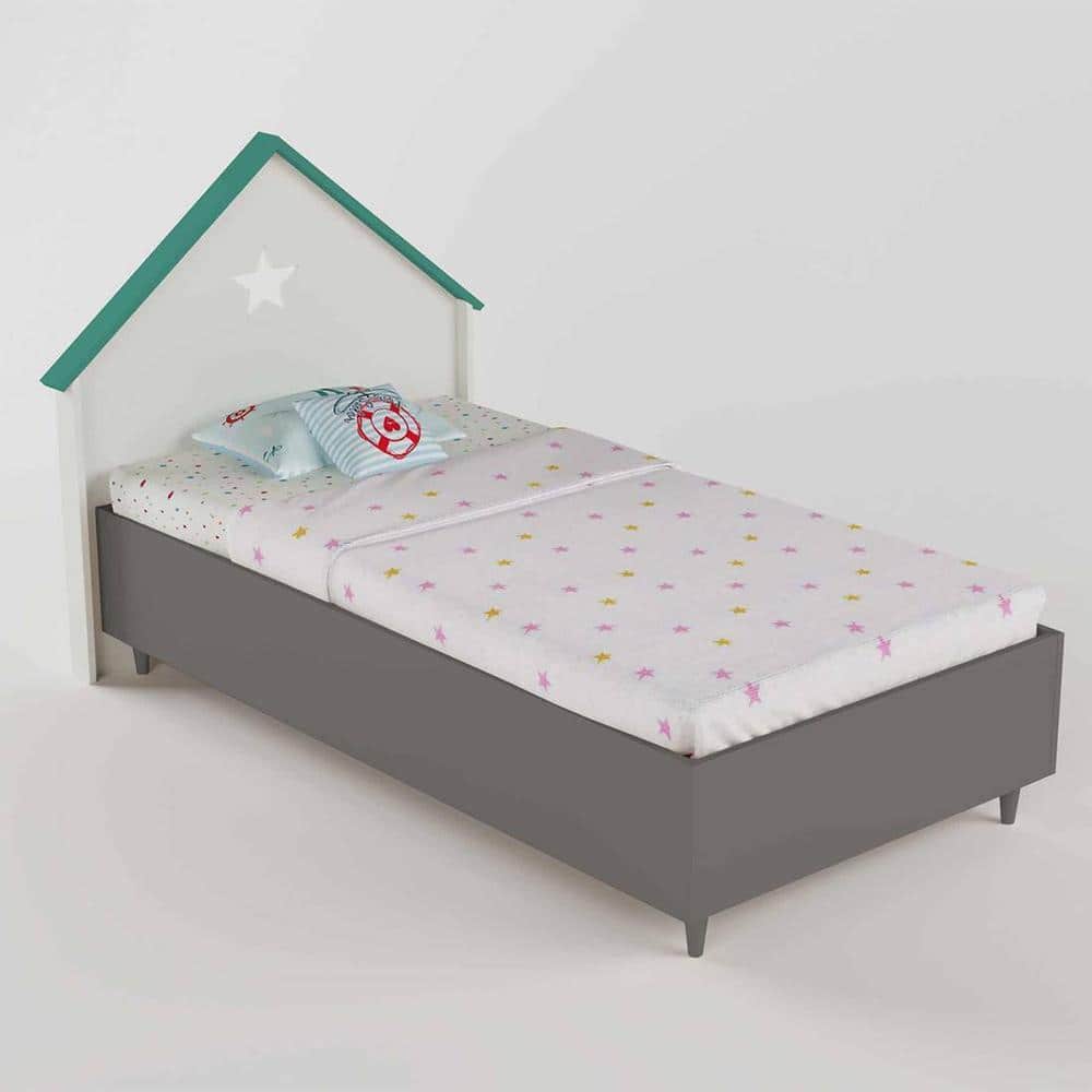 Dream House Engineered Wood Bed in Grey Colour