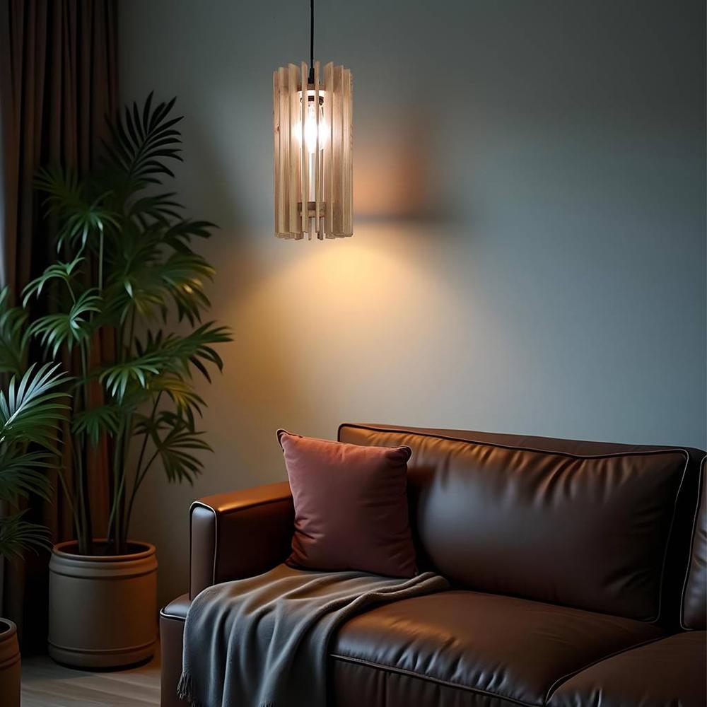 Ventus Beige Solid Wood Single Hanging Light