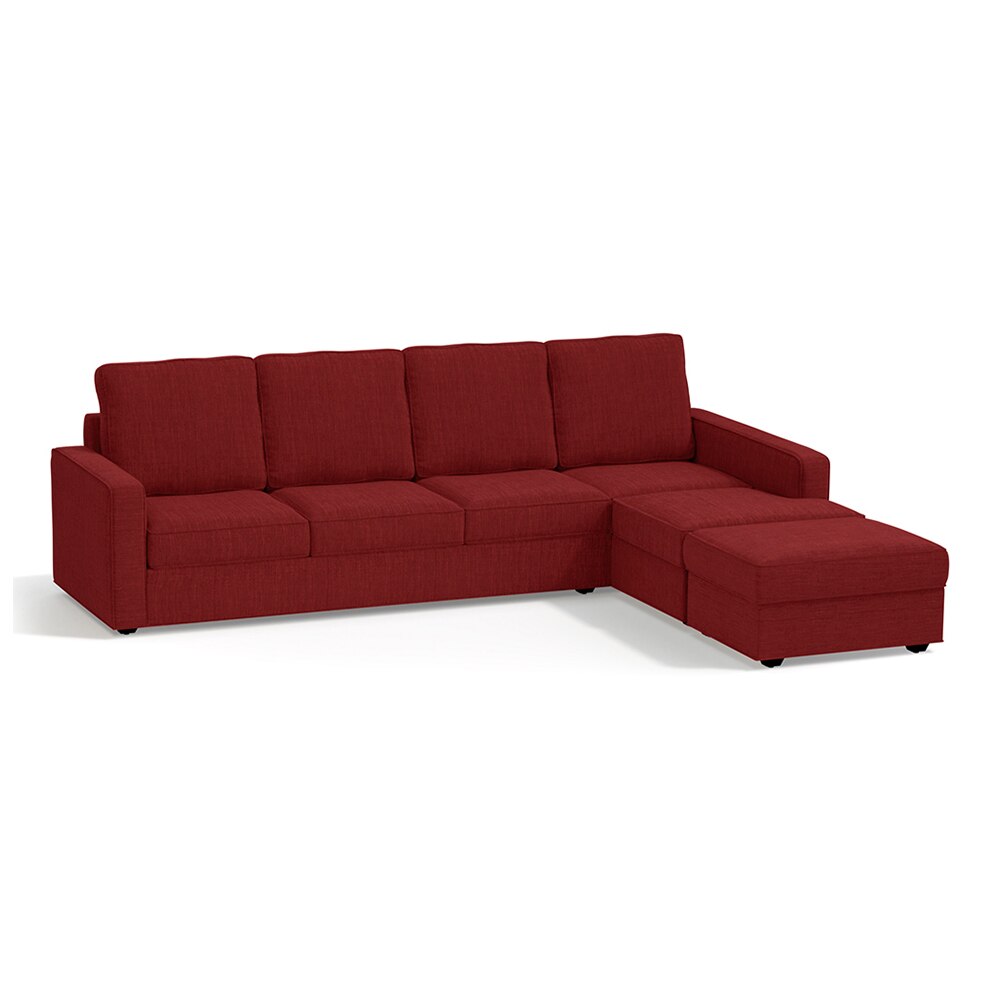 Apollo Compact Sofa (Colour : Salsa Red, Cushion : Hard, Back Type : High Back, Seating Capacity : Right Aligned 3 Seater + Right Aligned Chaise + Ottoman)