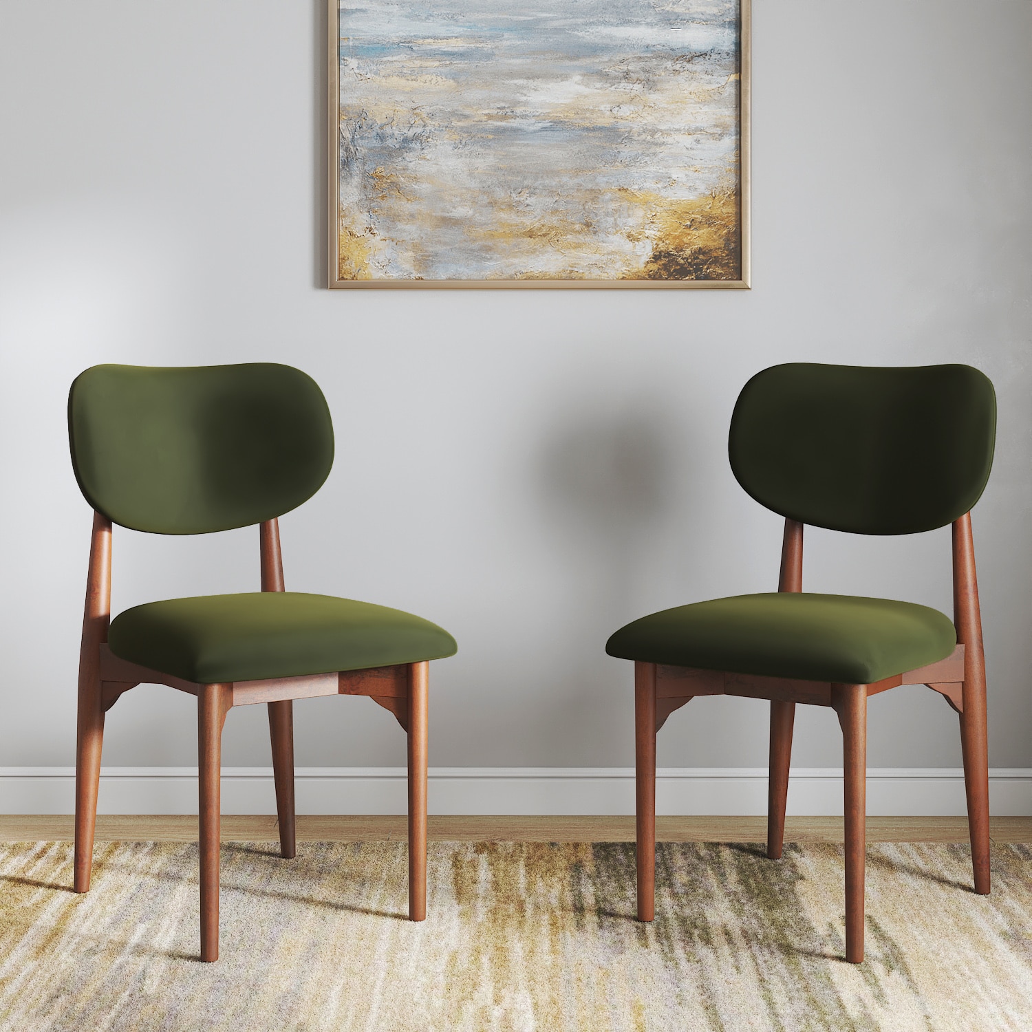 Ollie Solid Wood Dining Chair Set of 2 in Honey Finish