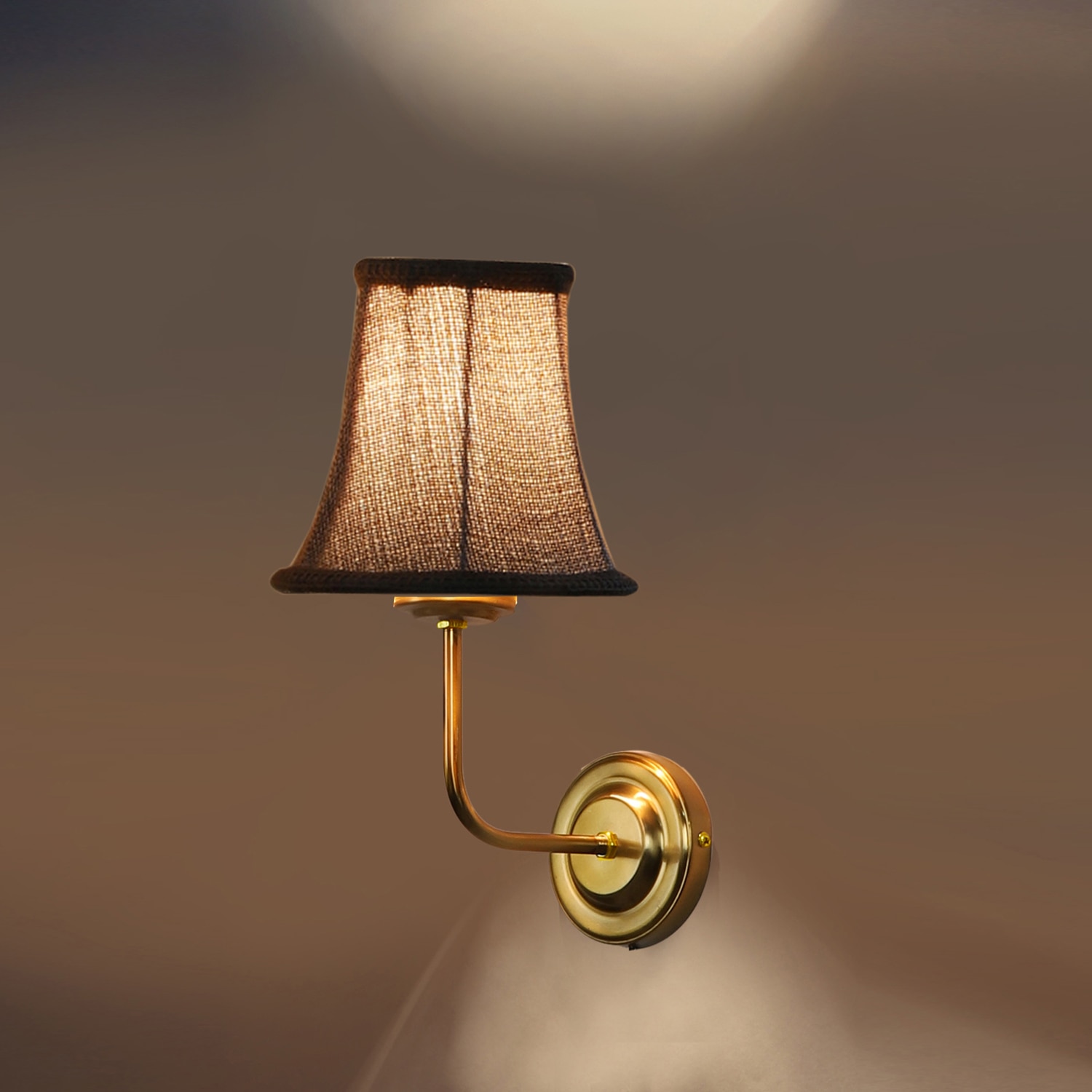 Devansh Gold Wall Mounted Lamp With Beige Jute Shade