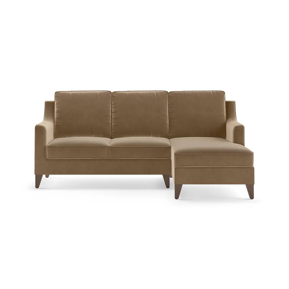 Abbey Sectional Sofa (Colour : Fawn Velvet, Cushion : Hard, Seater : Right Aligned 2 Seater + Right Aligned Chaise) - Urban Ladder