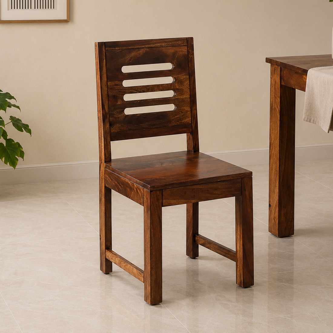 Elian Solid Wood Dining Chair in Provincial Teak Finish - Set of 2 - Jyoti Impex
