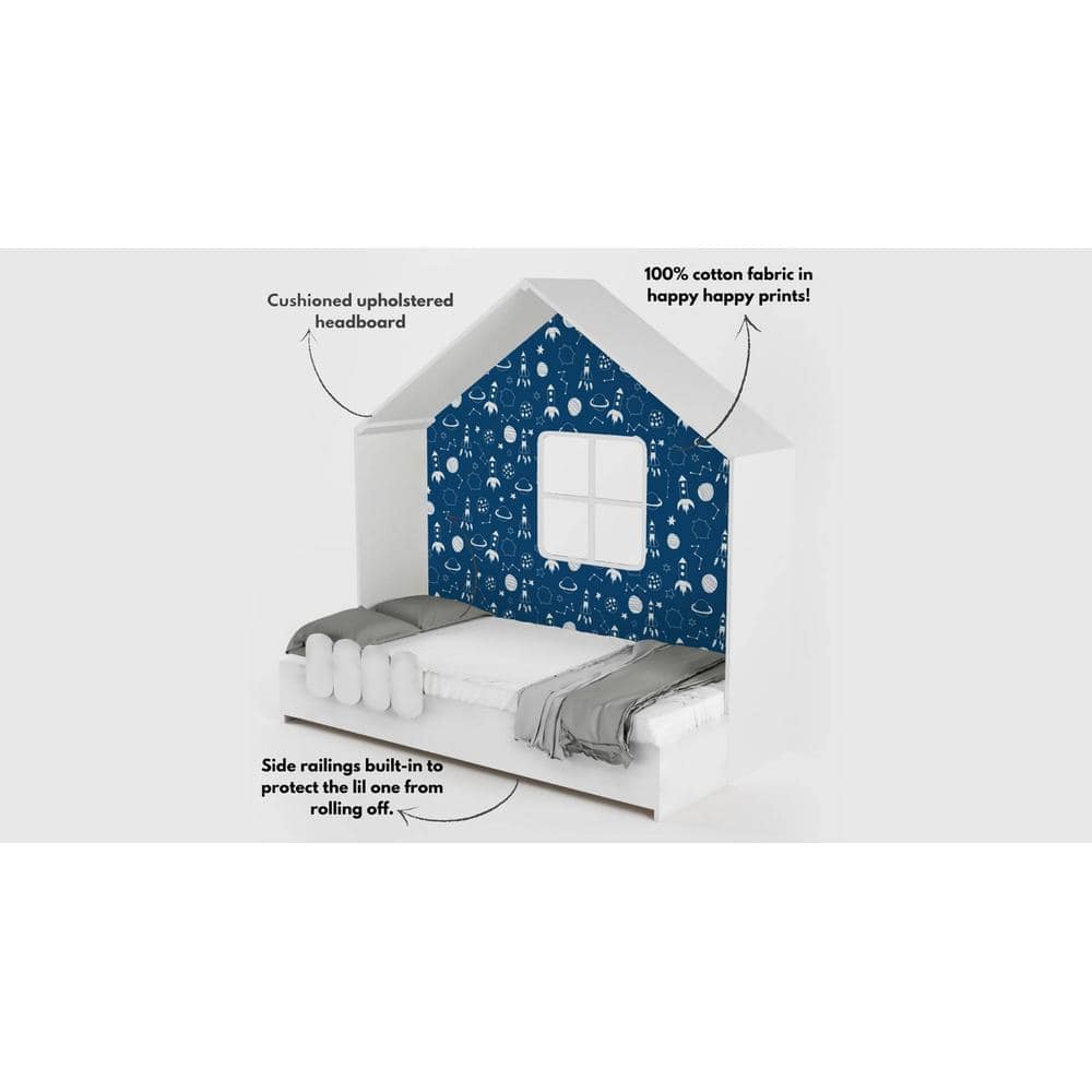 Little Hut Engineered Wood Bed in Pink Colour