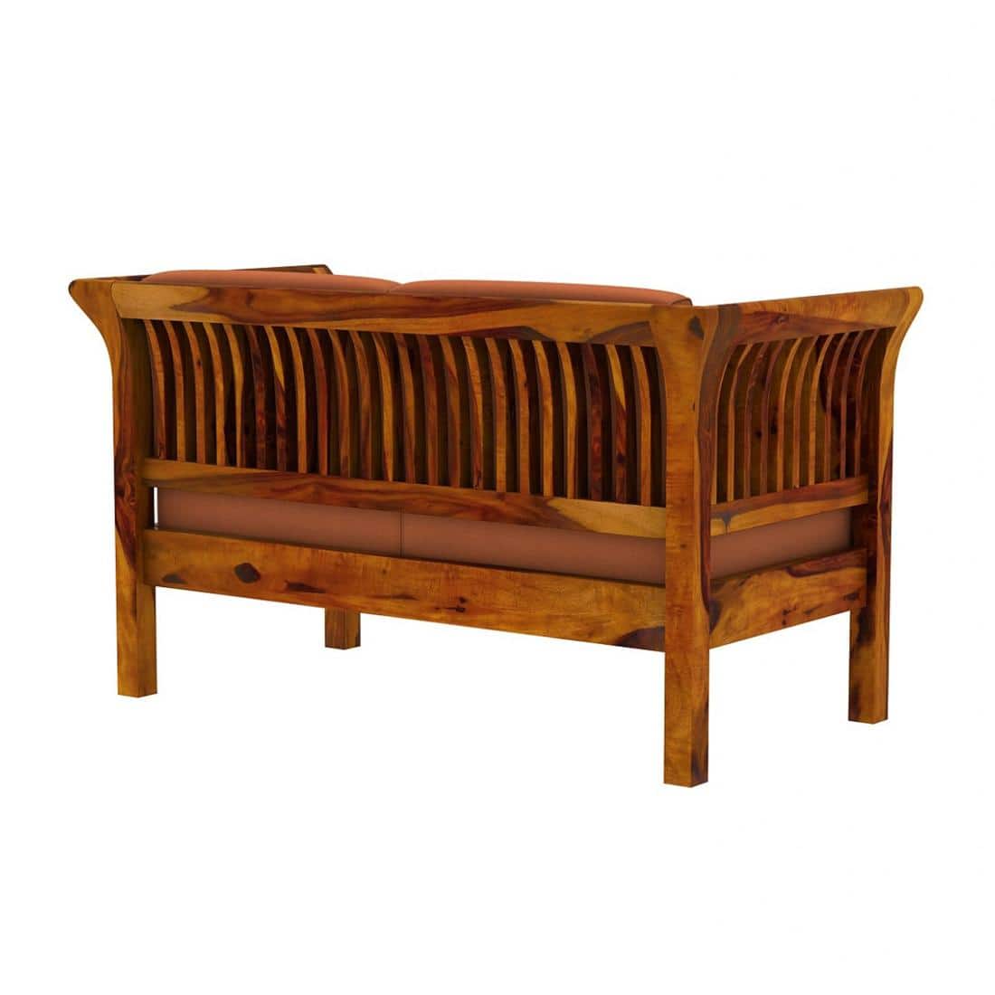 Haveli 3+2 Seater Wooden Sofa (Orange Colour, Honey Finish)