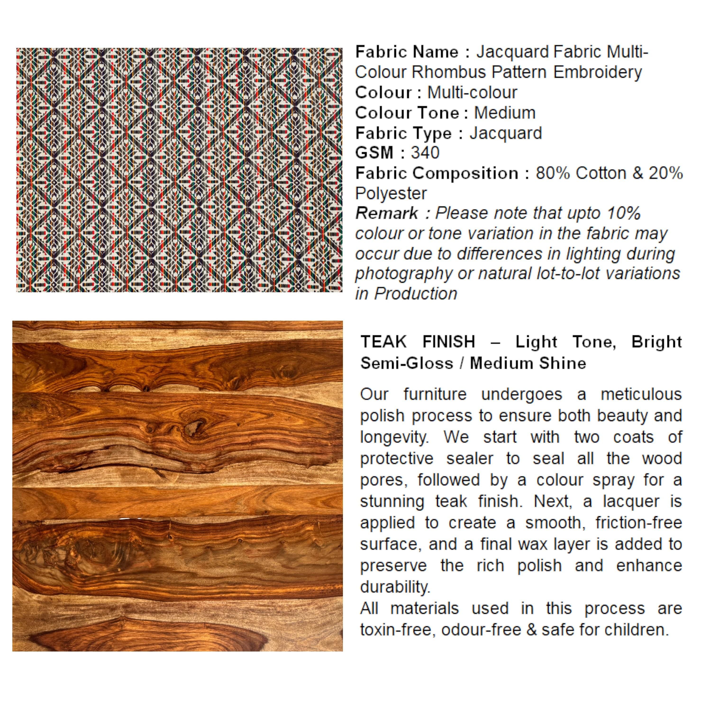 Louisville Acacia Wood Parisian Round Pouf Stool in Multicolour