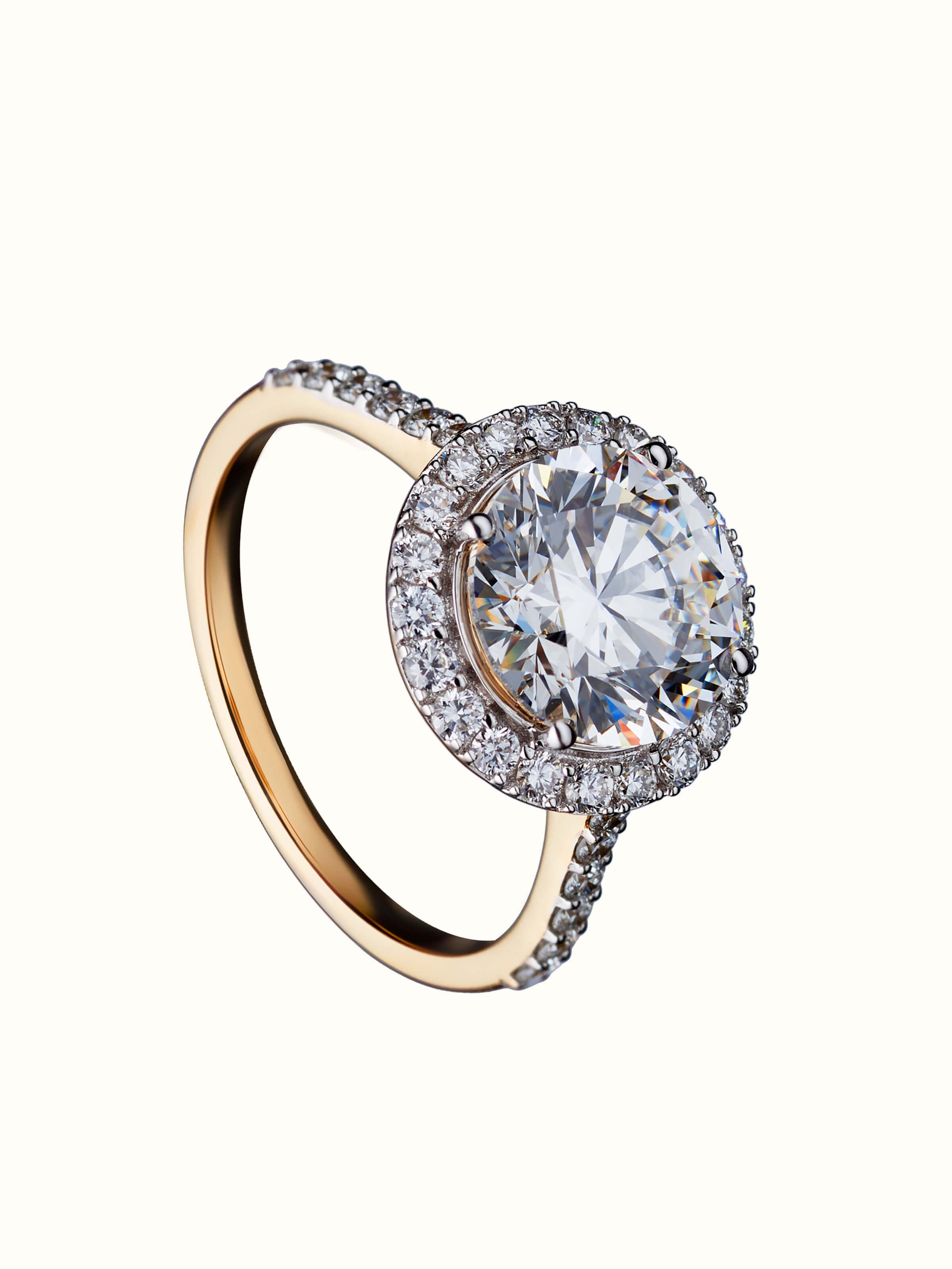 front view of open setting 14 karat gold ring with minimalist design